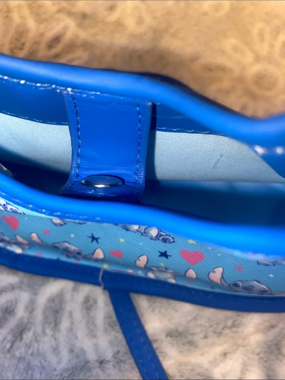 Disney Blue Stitch Crossbody Bag with Pink Heart Accents